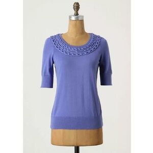 Moth Lundin Links Short Sleeve Sweater Cotton Blue
